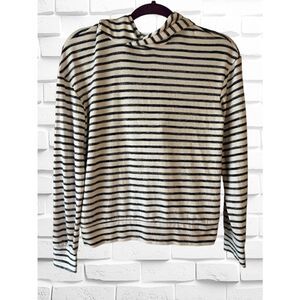A New Day Women’s Size XS White & Black Striped Pullover Preppy Sweater Hoodie